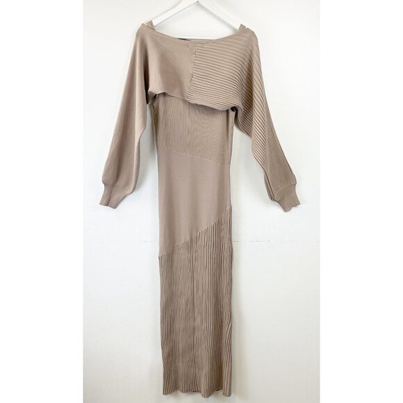 NWT NICHOLAS Alixia Knit Mixed Rib Long Sleeve Dress Size M - Picture 3 of 11